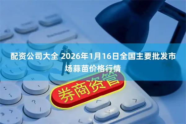 配资公司大全 2026年1月16日全国主要批发市场蒜苗价格行情